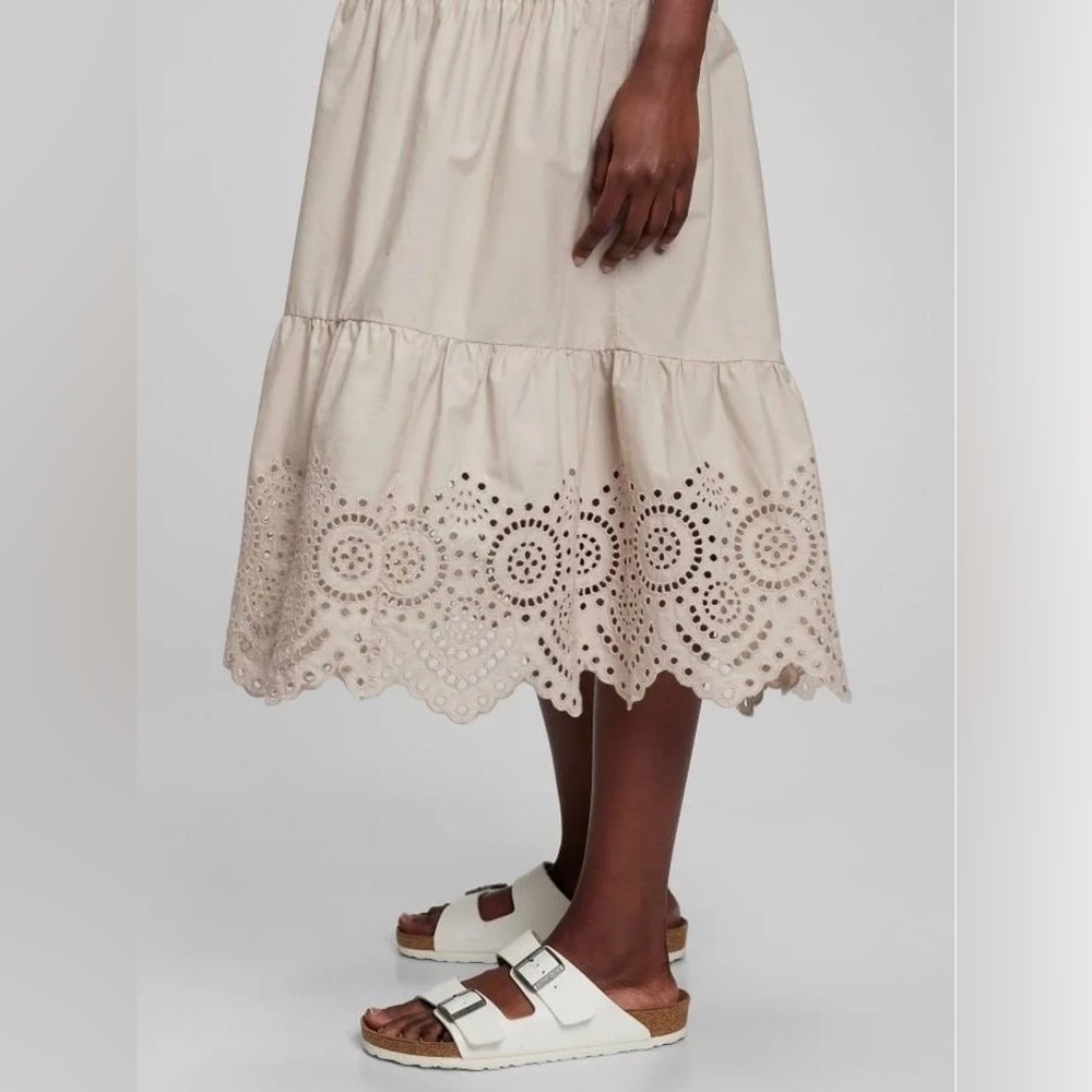 GAP 100% Cotton Beige One-Shoulder Midi Dress Size 4 - Picture 6 of 12